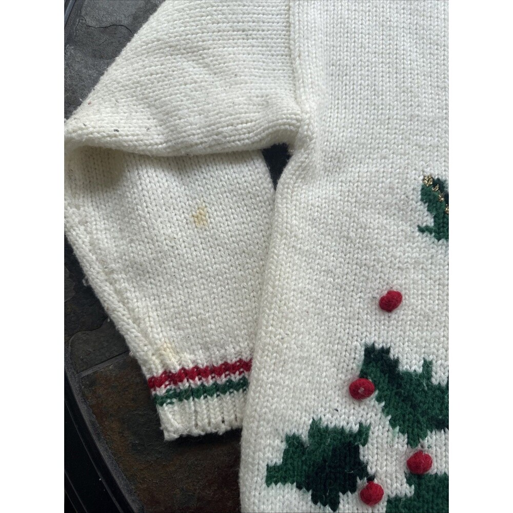 Hasting & Smith Vintage Xmas Chunky Knit Sweater Novelty Christmas Poinsetta 11 - Picture 2 of 5
